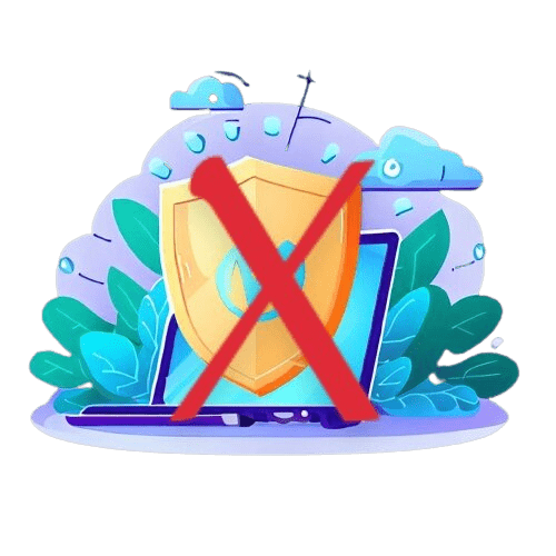 Un logotipo de VPN tachado